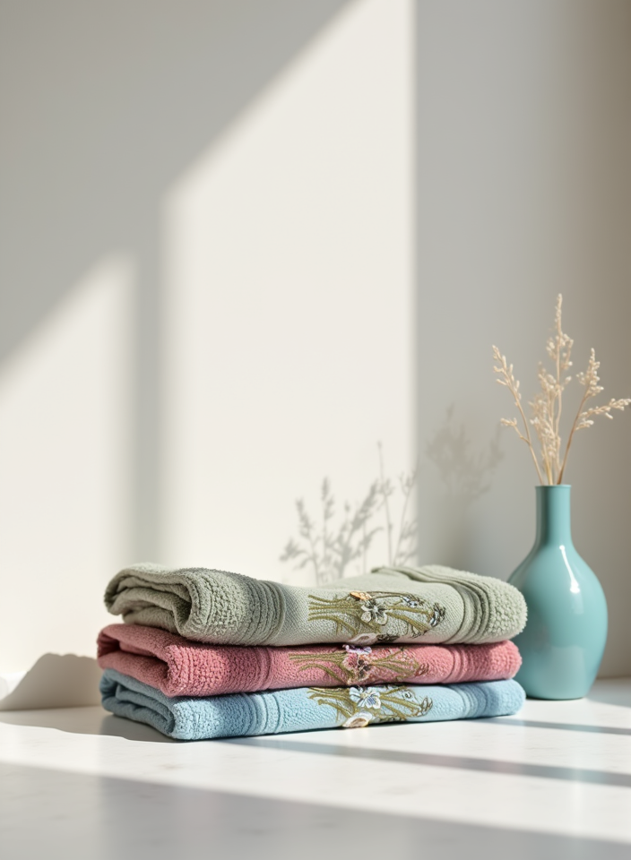 ✨ طقم فوط مطرزة – 3 قطع (55*110) ✨