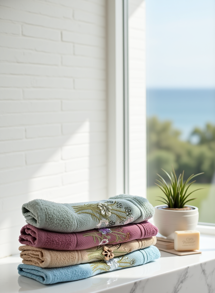 ✨ طقم فوط مطرزة – 3 قطع (55*110) ✨