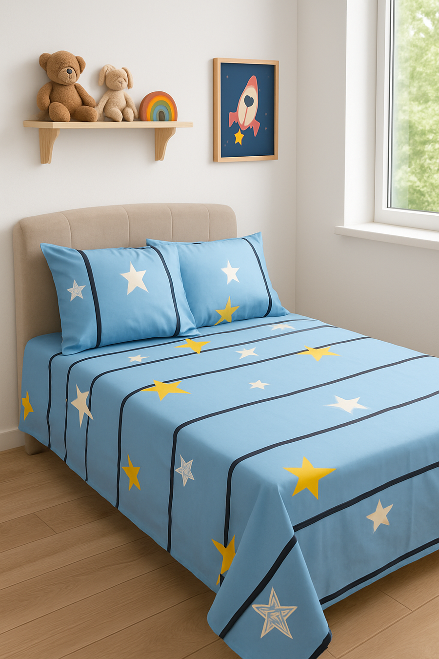 ملاية سرير أطفال مطبوعة – قطن ناعم - Star