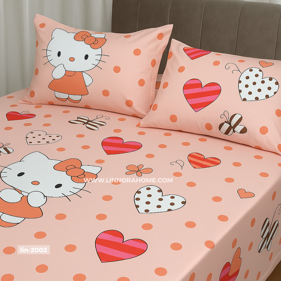 ملاية سرير مطبوعة – قطن ناعم 100% -kitty