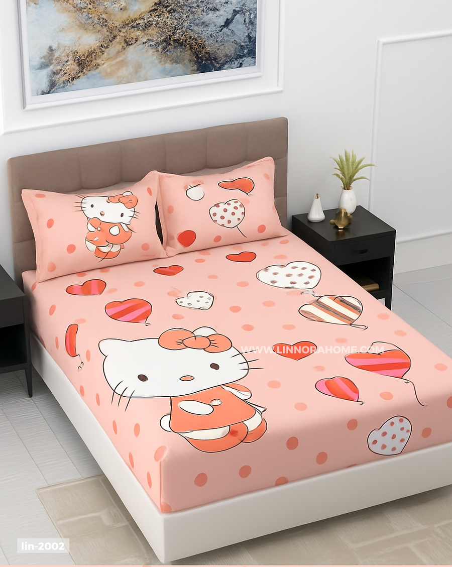 ملاية سرير مطبوعة – قطن ناعم 100% -kitty