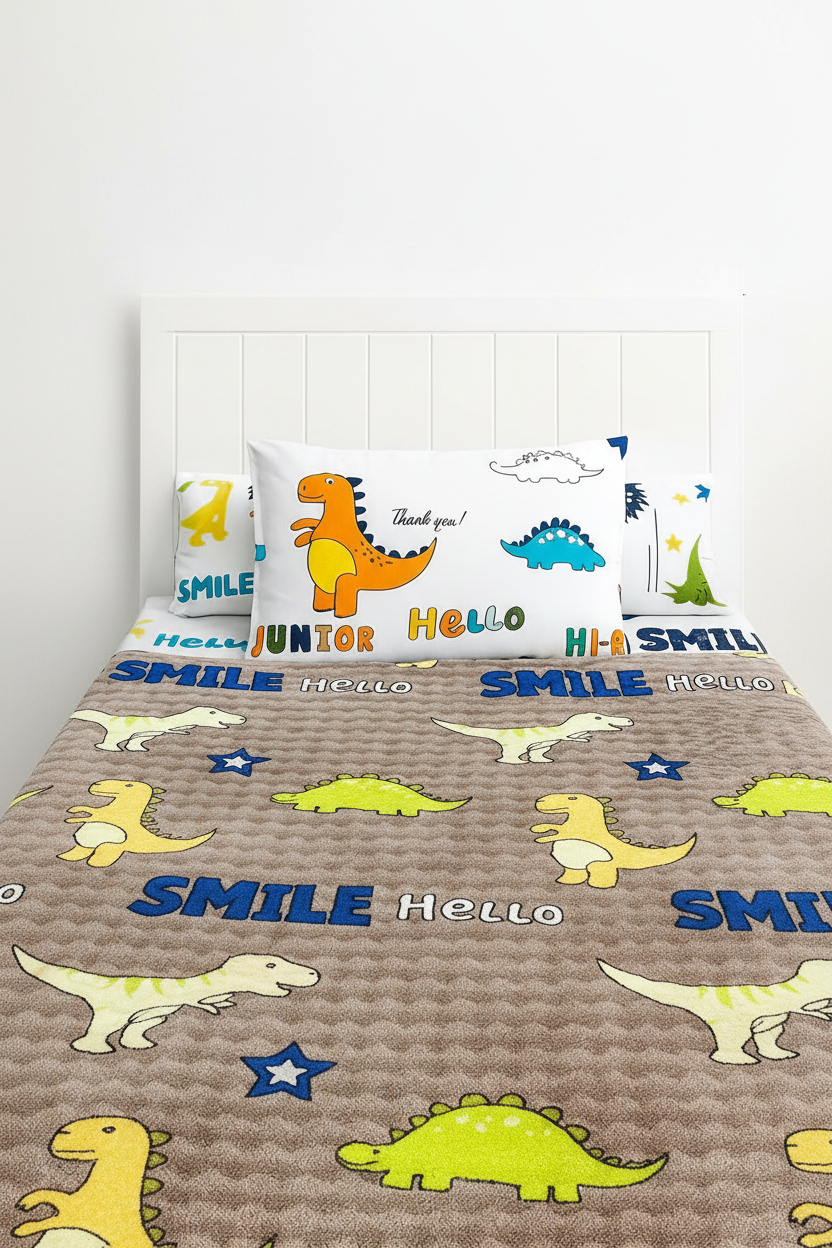 طقم دفاية Dino + ملايه قطن مشجره
